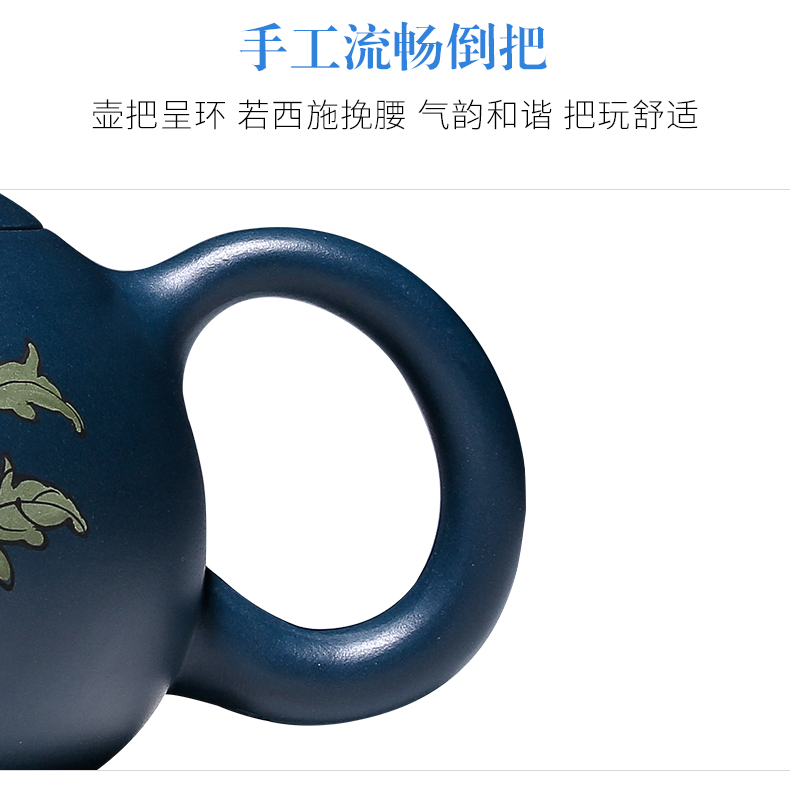 純手工紫砂壺，小巧琺瑯印花紫砂壺